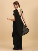 Thumbnail for Sangria Black Embellished Sequinned Pure Georgette Saree - Distacart