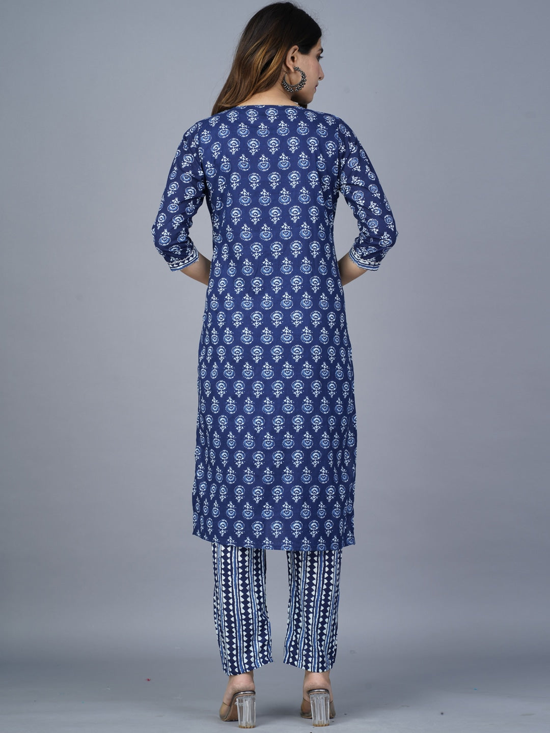 Kalini Ethnic Motifs Printed Regular Kantha Work Pure Cotton Kurta with Trousers & With - Distacart