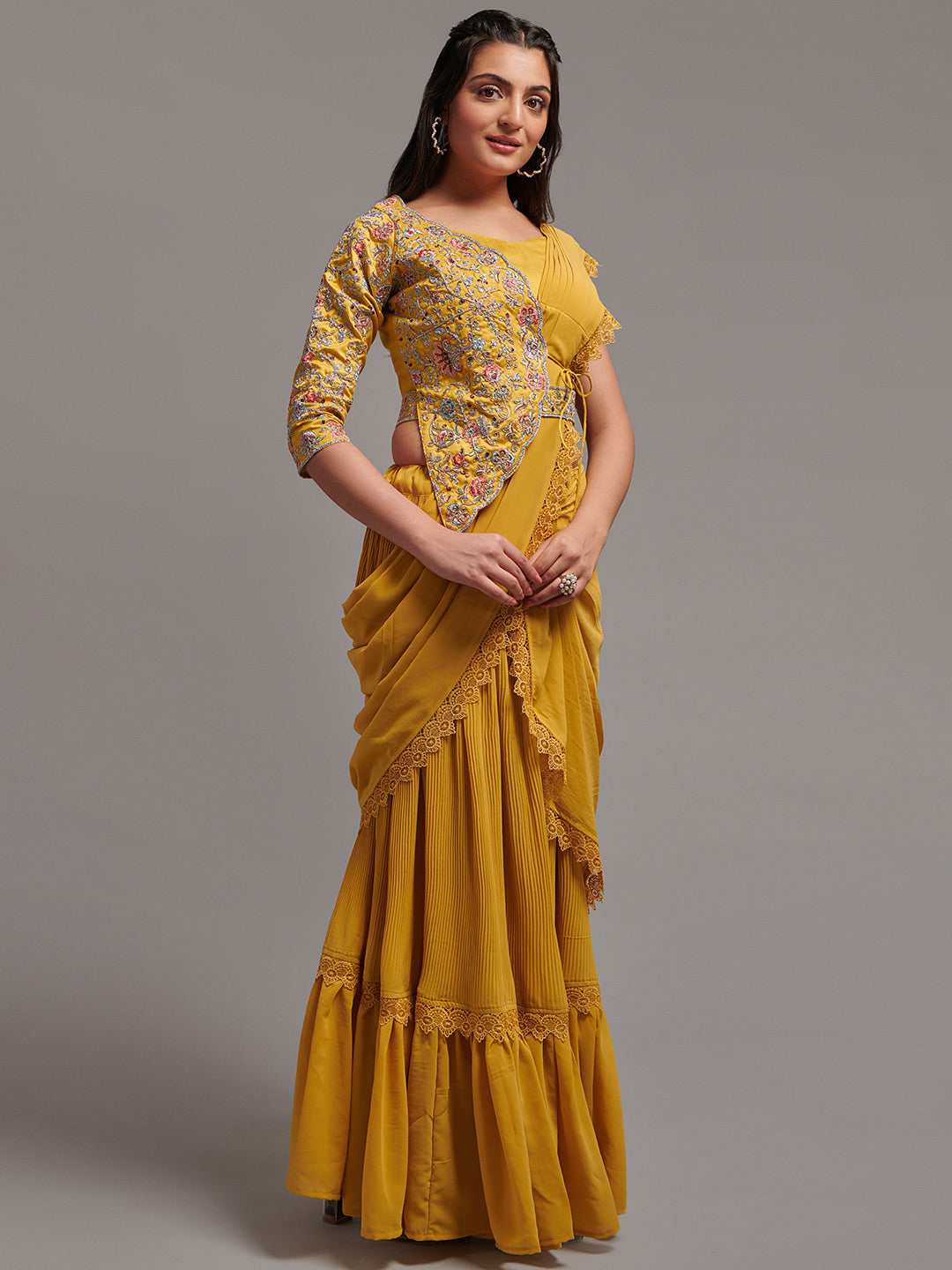 Kalini Embellished Pure Georgette Ready To Wear Saree - Distacart