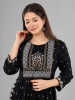 Thumbnail for Kalini Women Black Ethnic Motifs Printed Anarkali Kurta - Distacart
