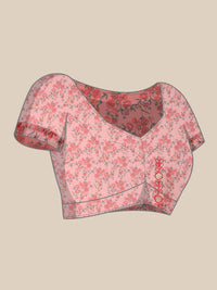 Thumbnail for Anouk Pink Floral Printed Organza Saree - Distacart
