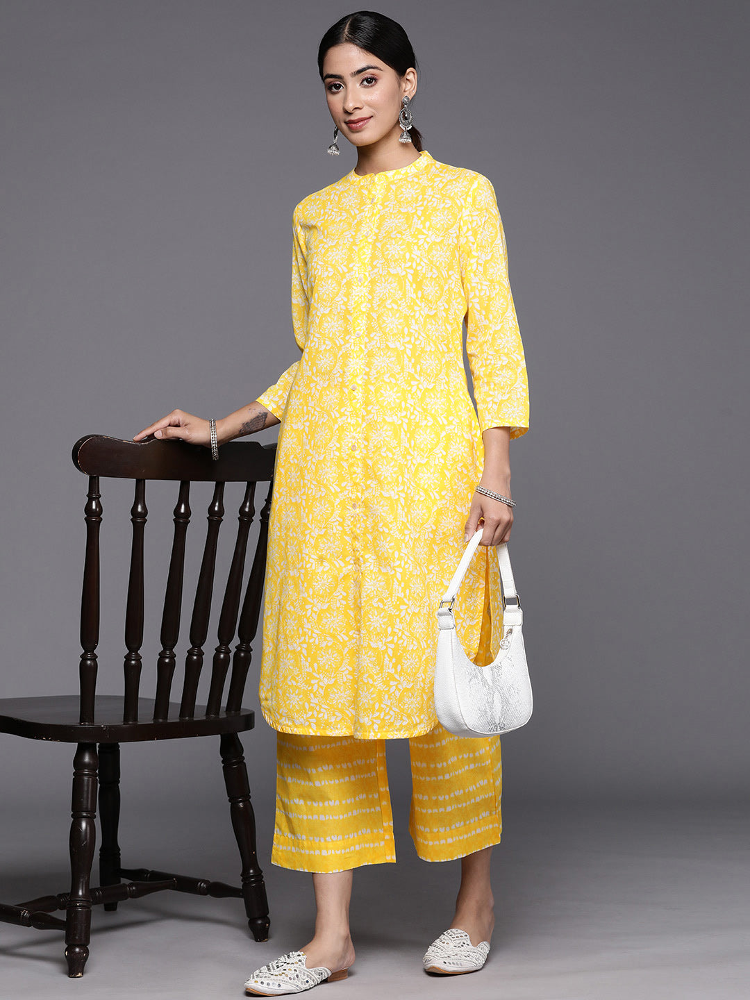 Biba Pure Cotton Printed Straight Kurta With Palazzos - Distacart