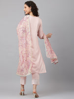 Thumbnail for Khushal K Gotta Patti Notched Neck Kurta with Trousers & Dupatta - Distacart