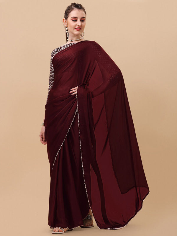 Sangria Women Burgundy Sarees - Distacart