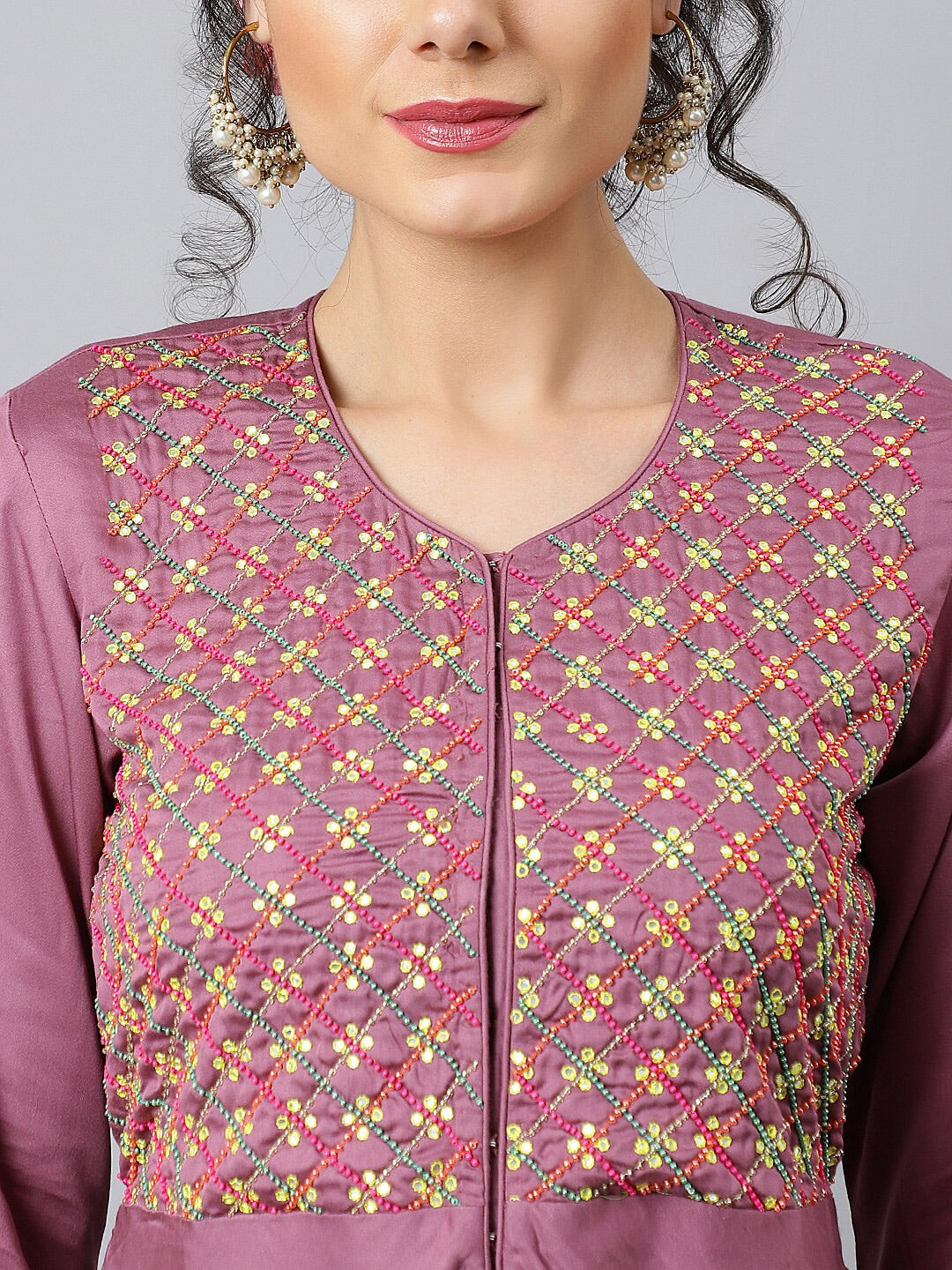 Khushal K Floral Embroidered Beads and Stones Top with Skirt - Distacart
