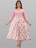 Thumbnail for Kalini White Floral Printed Angrakha Gotta Patti Pure Cotton Kurta with Trousers & Dupatta - Distacart