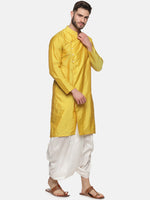 Thumbnail for Sethukrishna Men Yellow Angrakha Top with Dhoti Pants - Distacart