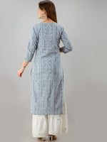 Thumbnail for HERE&NOW Grey Bandhani Printed Gotta Patti Kurta with Sharara - Distacart