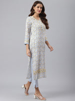 Thumbnail for Kalini Women Yellow Floral Printed Kurta with Trousers & With Dupatta - Distacart