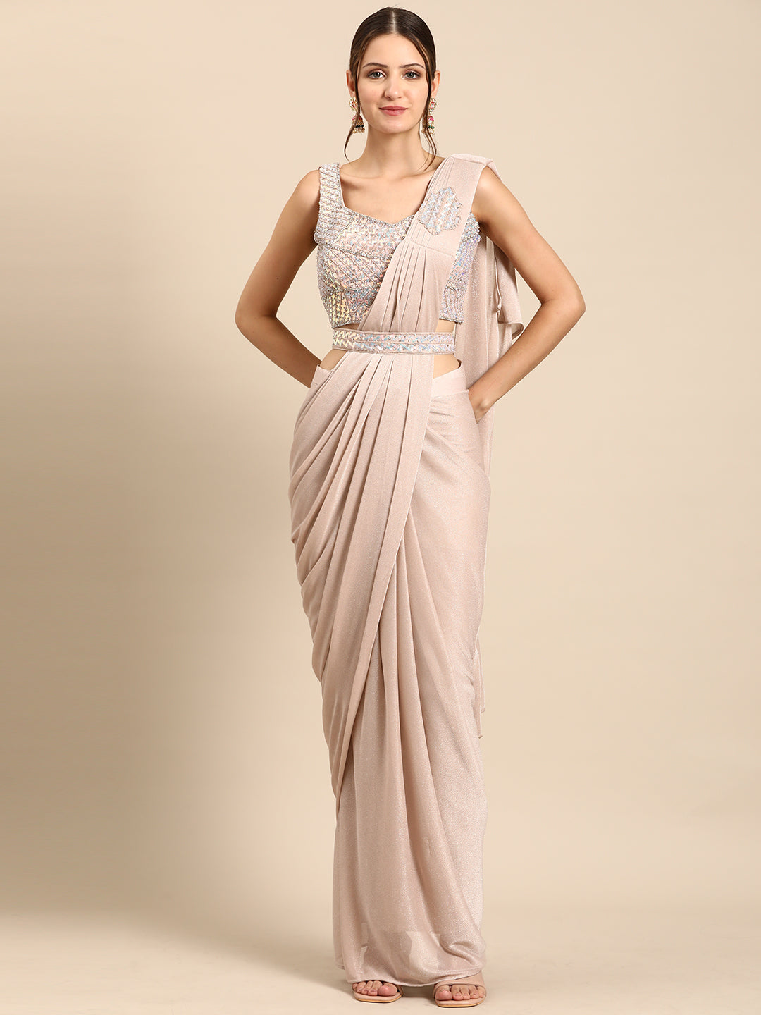 Mitera Embellished Embroidered Ready to Wear Leheriya Saree - Distacart