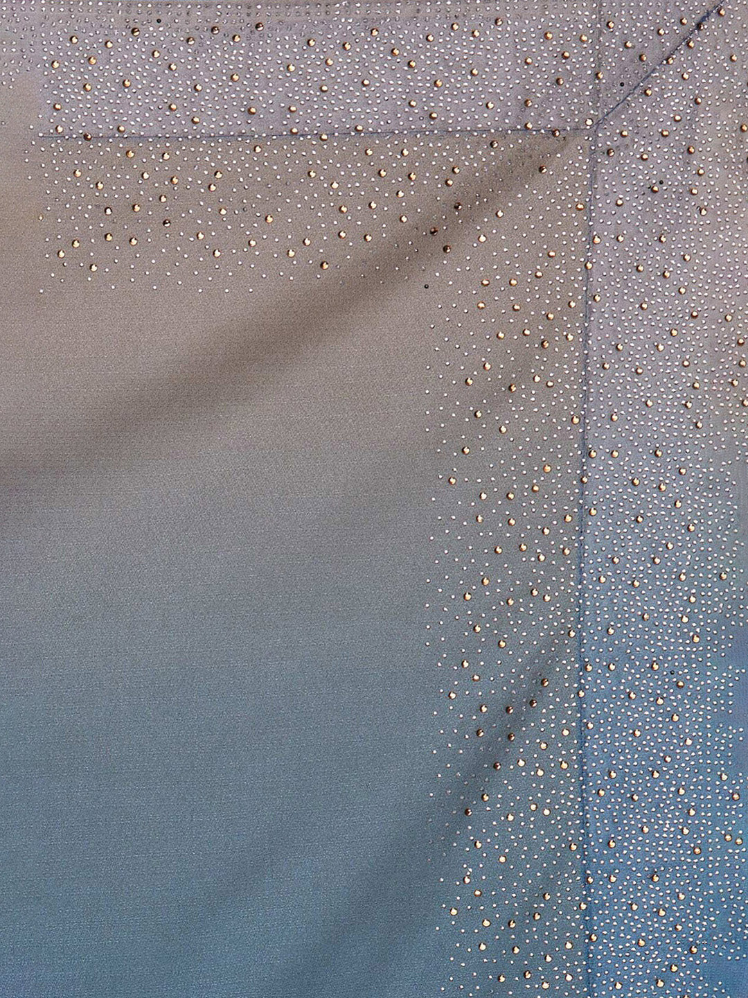 Koskii Blue & Gold-Toned Beads and Stones Tissue Saree - Distacart