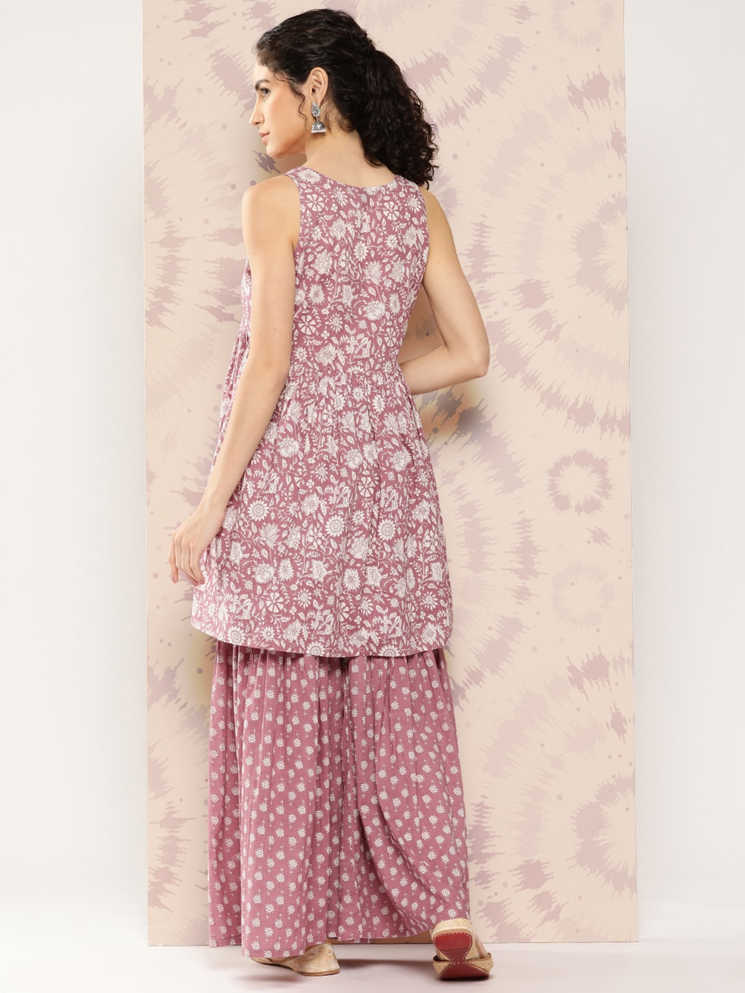 Kalini Women Floral Printed Empire Pure Cotton Kurta with Sharara - Distacart