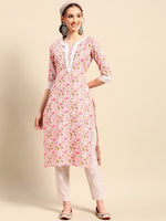 Thumbnail for Sangria Women Paisley Printed Gotta Patti Kurta With Trousers - Distacart