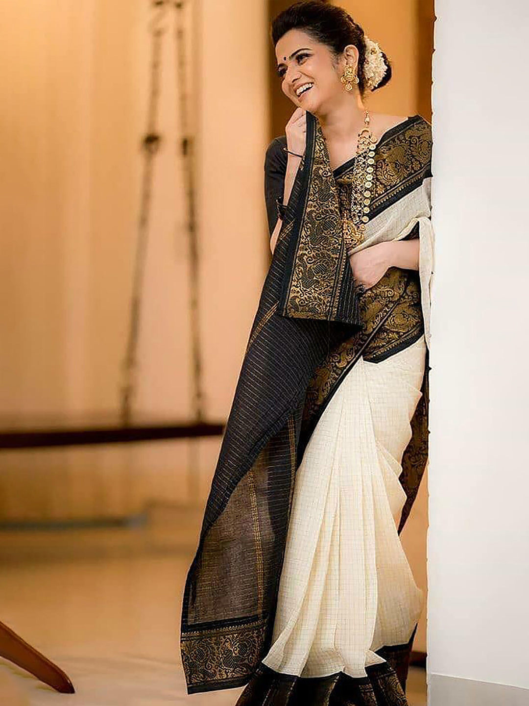 Kalini Woven Design Zari Silk Cotton Banarasi Saree - Distacart