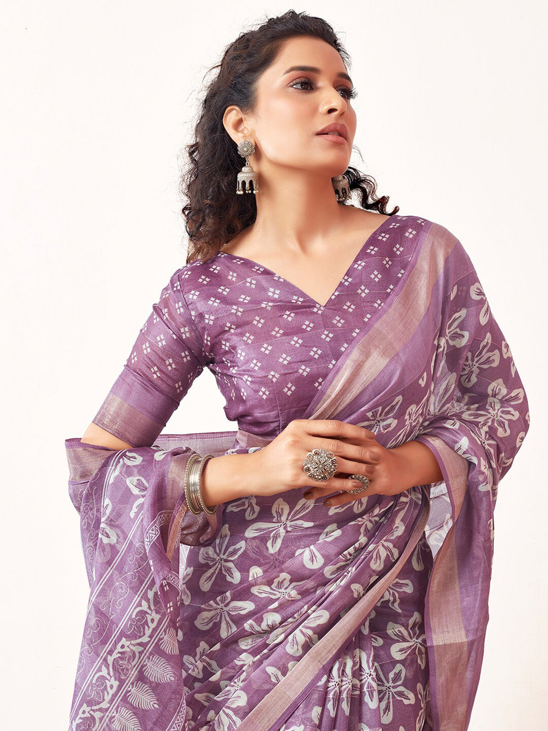 Kalini Floral Printed Zari Saree - Distacart