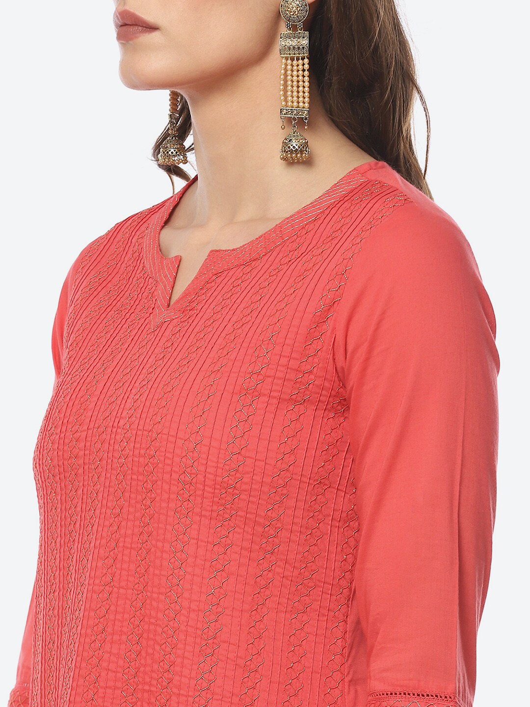 Biba Women Thread Work Pure Cotton Straight Kurta - Distacart