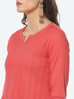Thumbnail for Biba Women Thread Work Pure Cotton Straight Kurta - Distacart