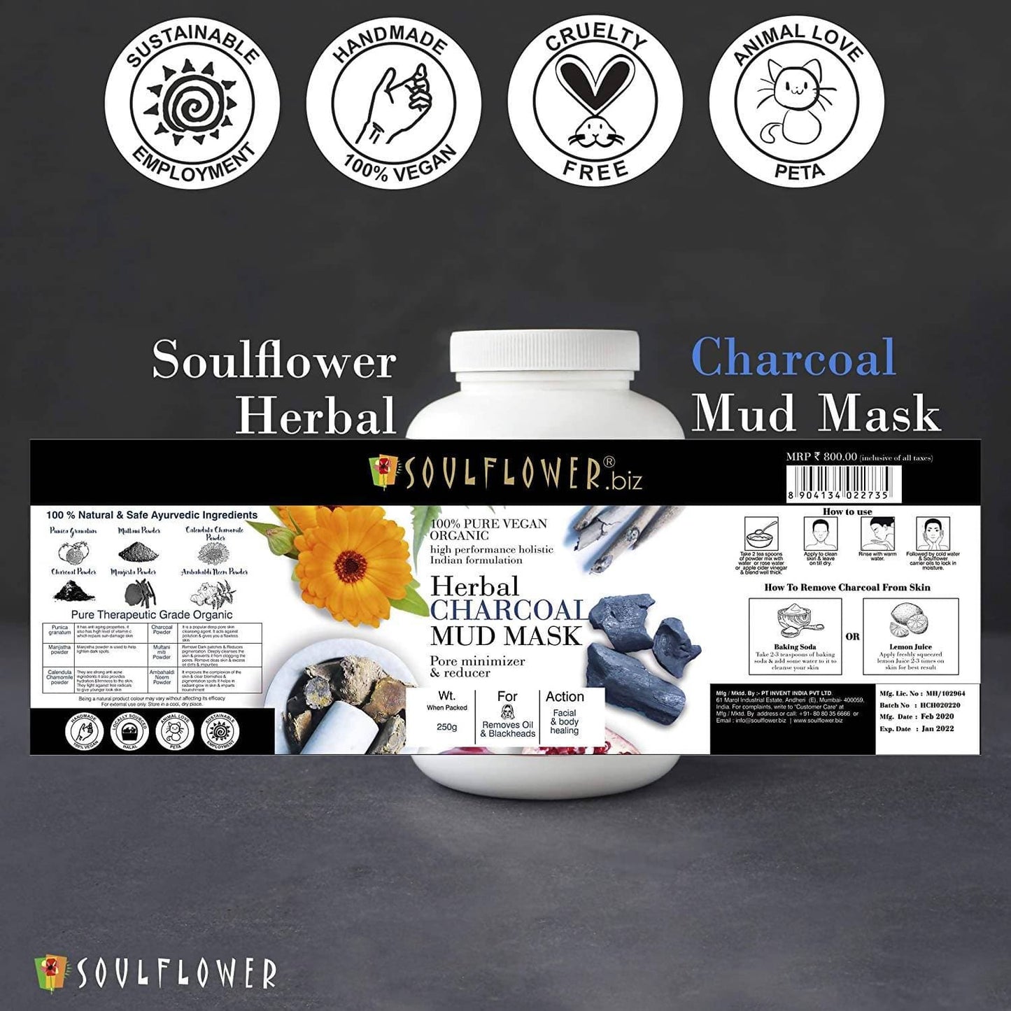 Soulflower Herbal Charcoal Mud Mask - Distacart