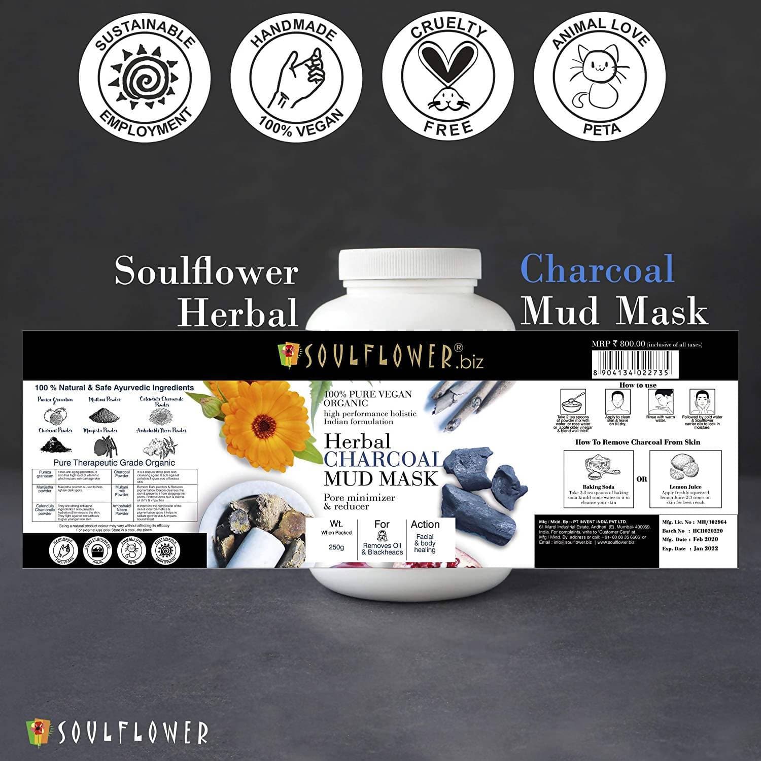 Soulflower Herbal Charcoal Mud Mask - Distacart