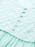 Thumbnail for HERE&NOW Women Sea Green Yoke Design A-Line Kurta - Distacart