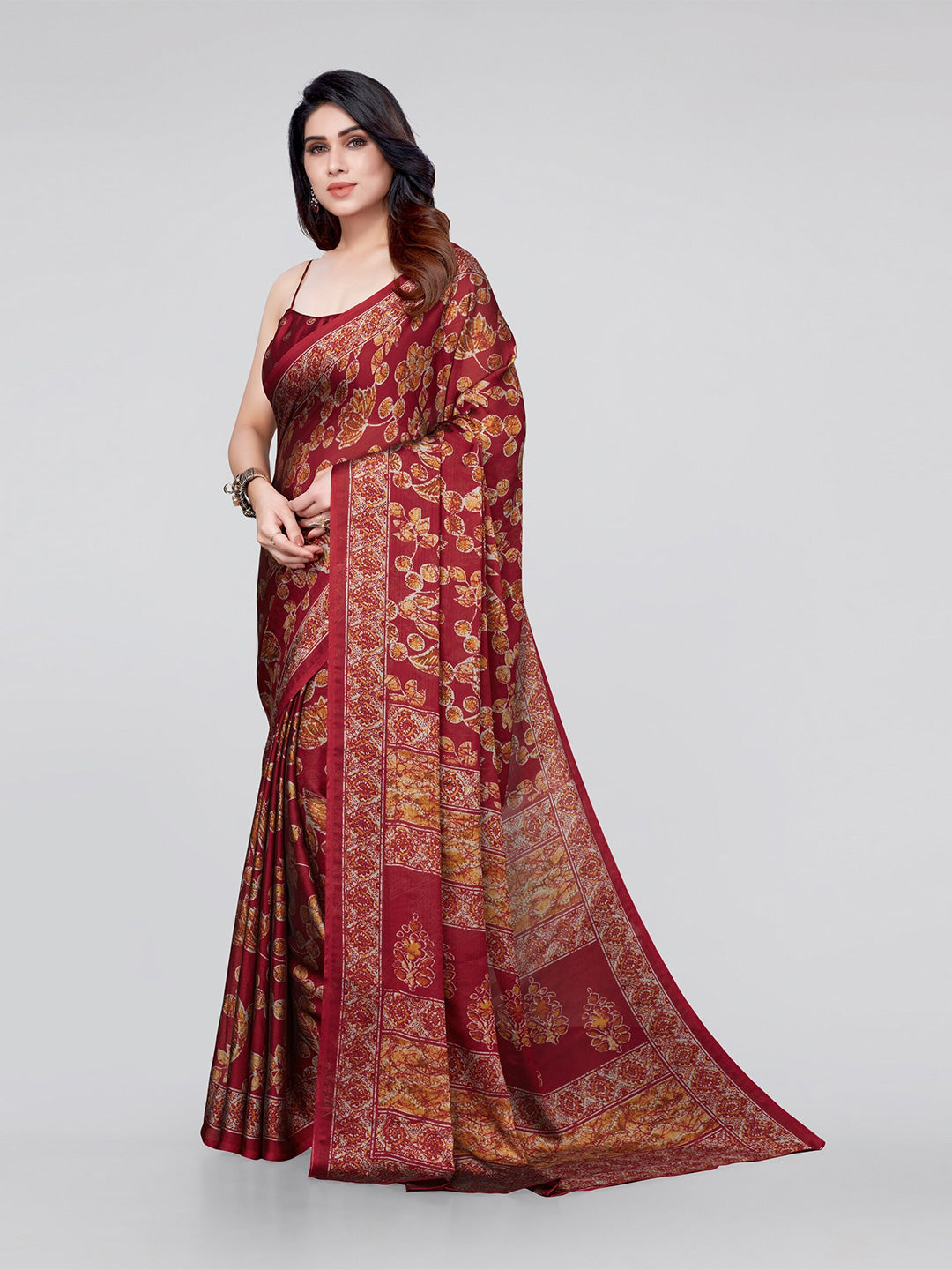 Kalini Women Red & Yellow Floral Saree - Distacart