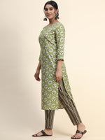 Thumbnail for Kalini Floral Printed Round Neck Kurta with Trousers - Distacart