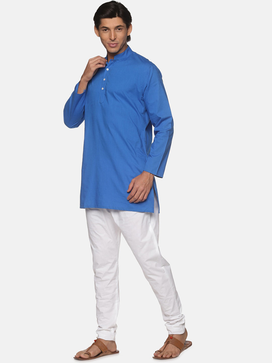 Sethukrishna Blue Pure Cotton Kurta with Pyjamas For Men - Distacart