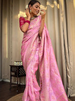 Thumbnail for Kalini Woven Design Zari Silk Blend Banarasi Saree - Distacart