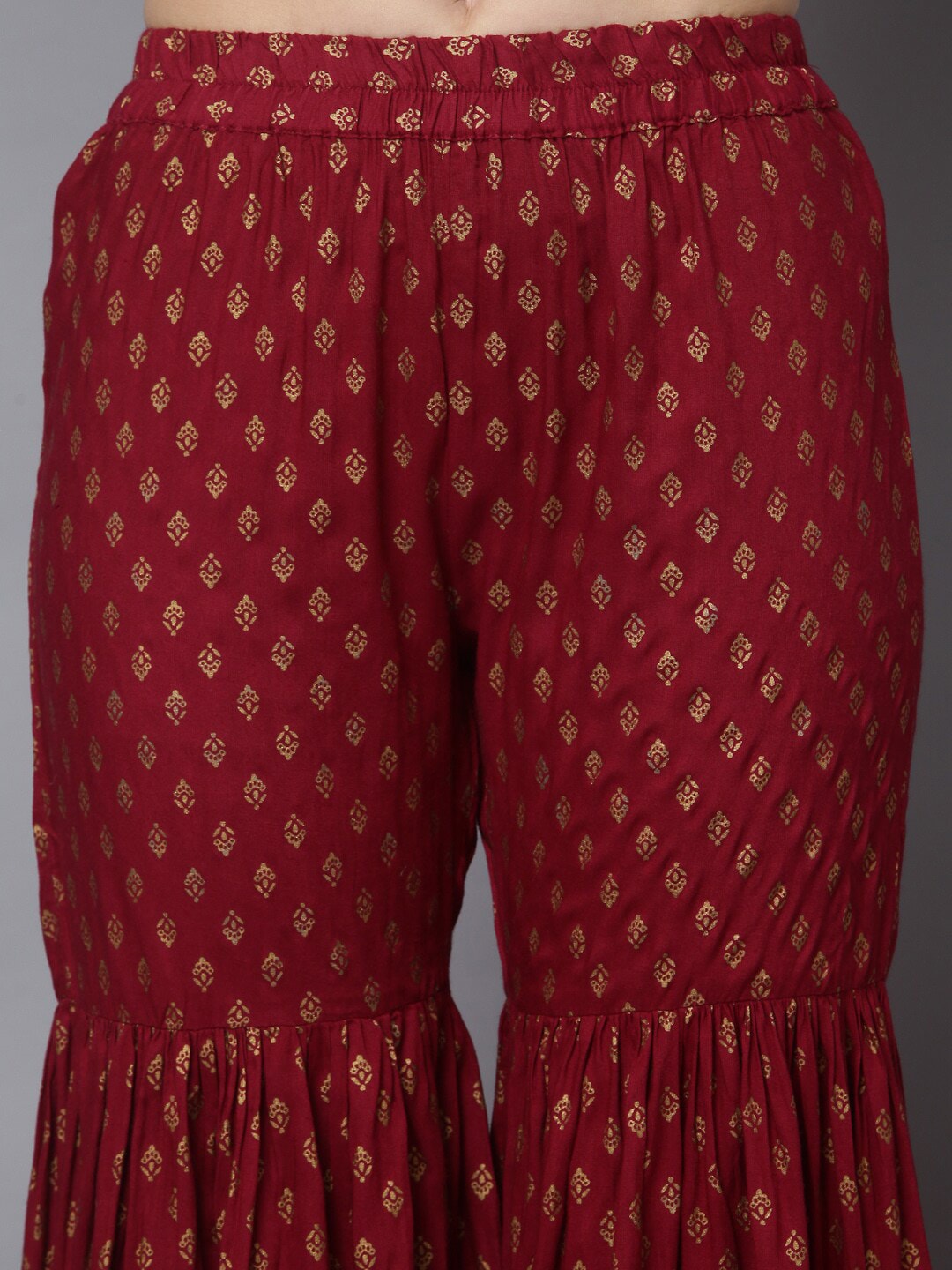 HERE&NOW Women Maroon Ethnic Motifs Printed Kurta with Palazzos & With Dupatta - Distacart