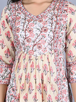 Thumbnail for Kalini Women Beige Floral Printed Flared Sleeves Kurta - Distacart