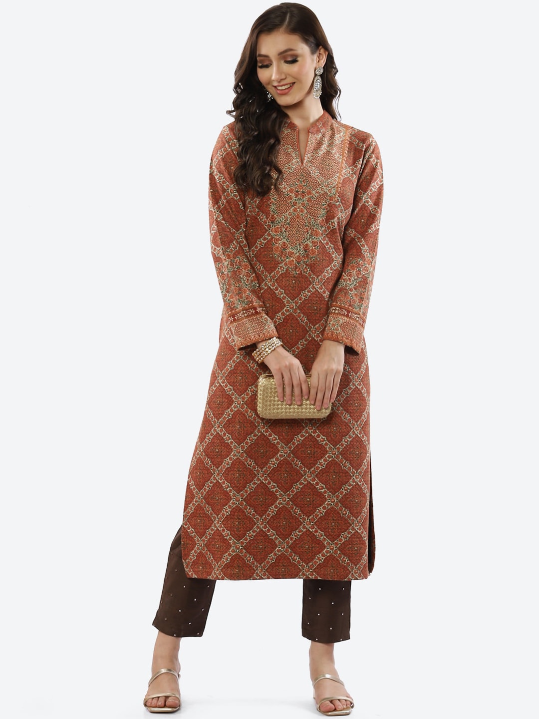 Biba Women Orange Ethnic Motifs Printed Kurta - Distacart