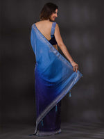 Thumbnail for Koskii Navy Blue & Silver-Toned Embellished Embroidered Saree - Distacart