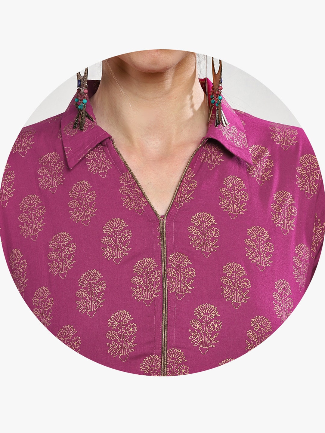 Sangria Women Pink Printed Tiered Anarkali Kurta - Distacart