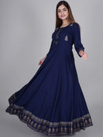 Thumbnail for Kalini Women Blue Printed Anarkali Kurta - Distacart