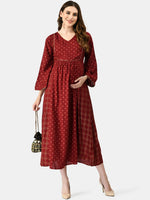 Thumbnail for Kalini Women Geometric Printed Maternity Cotton Kurta - Distacart