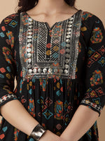 Thumbnail for Kalini Ethnic Motifs Printed Sequinned A-Line Kurta With Trousers & Dupatta - Distacart