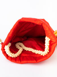 Thumbnail for NR By Nidhi Rathi Red & White SHRINATHJI Embroidered Potli Clutch - Distacart
