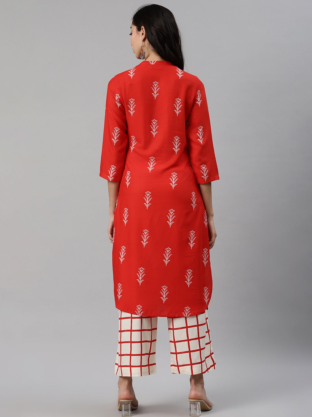 Biba Women Orange & White Printed Kurta with Palazzos - Distacart