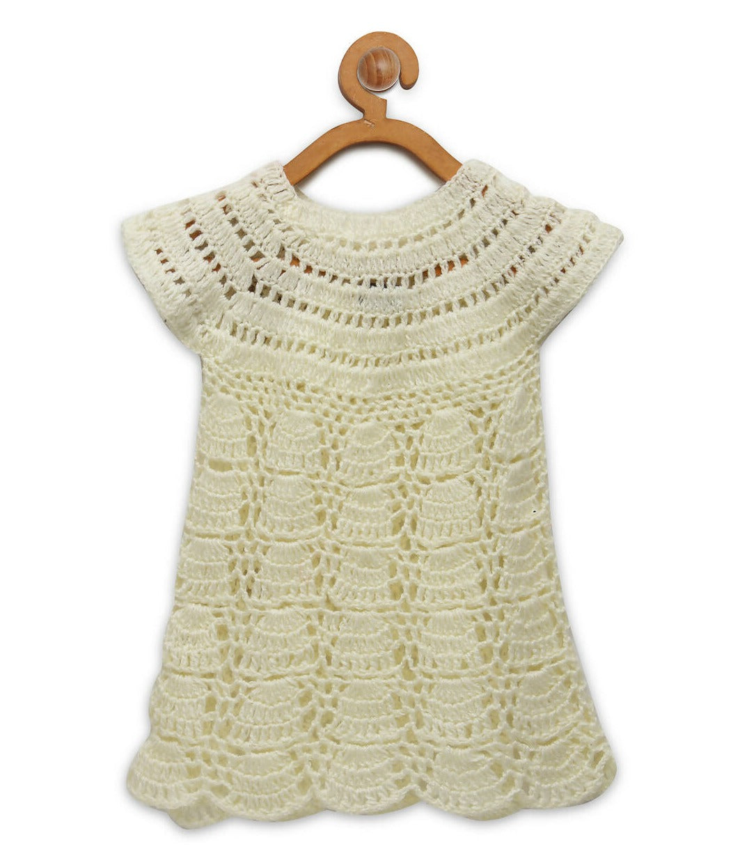 Chutput Kids Cream Coloured Solid Wool Frock - Cream - Distacart