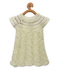 Thumbnail for Chutput Kids Cream Coloured Solid Wool Frock - Cream - Distacart