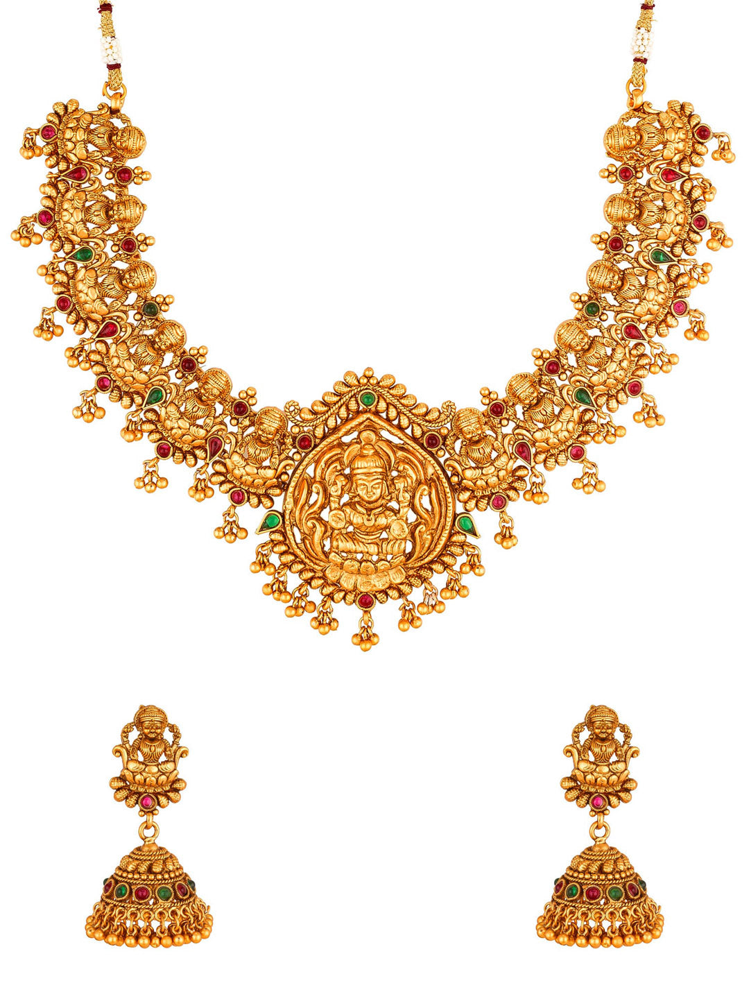 Aadita Women Gold-Toned & Plated Temple Choker Jewellery Set - Distacart