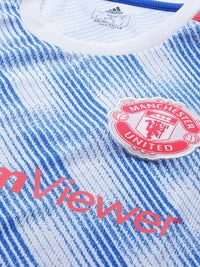 Thumbnail for Adidas Men White & Blue Aeroready MANCHESTER UNITED MUFC A JSY Susatainable T-shirt - Distacart