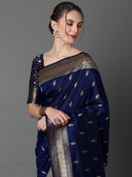 Thumbnail for Mitera Ethnic Motifs Woven Design Zari Banarasi Saree - Distacart