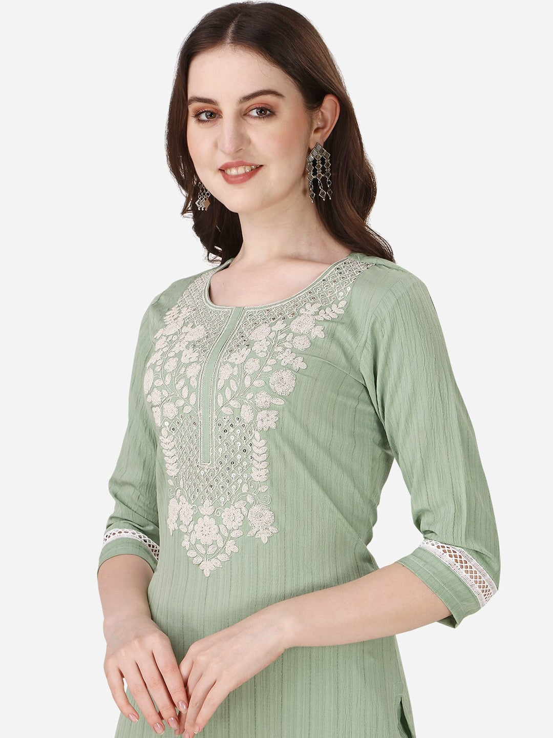 HERE&NOW Ethnic Motifs Yoke Design Kurta with Trousers - Distacart
