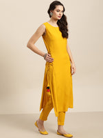 Thumbnail for Sangria Women Yellow Solid Straight Kurta - Distacart
