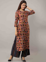 Thumbnail for Kalini Women Multicoloured Printed Thread Work Kurta with Palazzos - Distacart