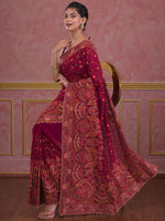 Thumbnail for Koskii Ethnic Motifs Embroidered Poly Georgette Saree - Distacart