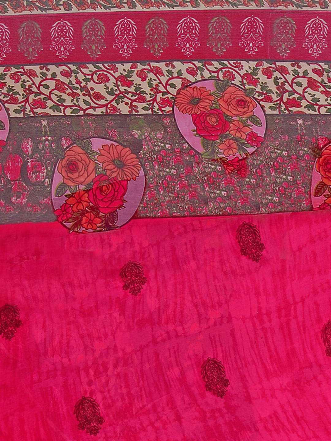 Kalini Pack of 2 Red & Magenta Floral Pure Georgette Sarees - Distacart