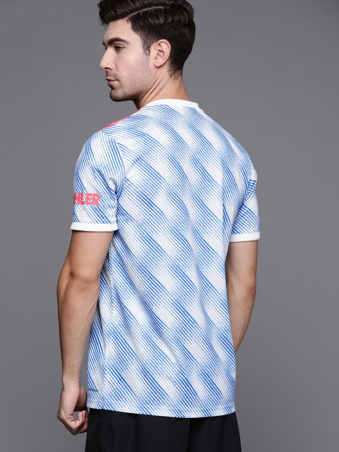 Adidas Men White & Blue Aeroready MANCHESTER UNITED MUFC A JSY Susatainable T-shirt - Distacart