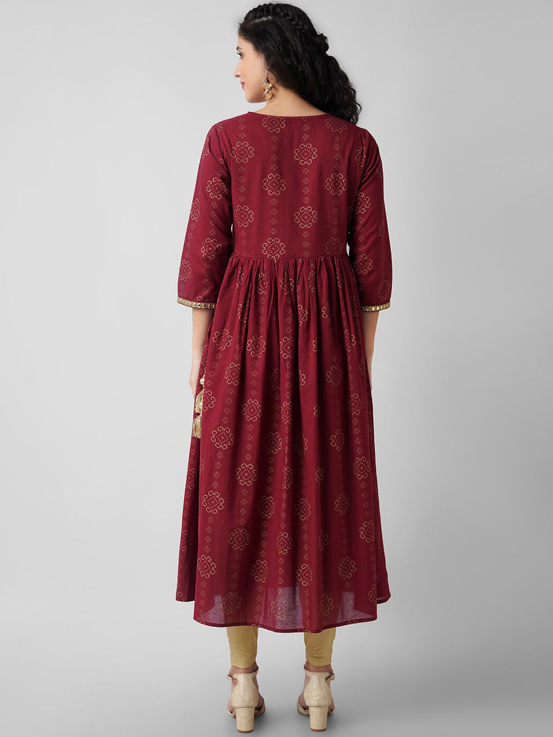 Kalini Women Maroon Ethnic Motifs Angrakha Anarkali Kurta - Distacart